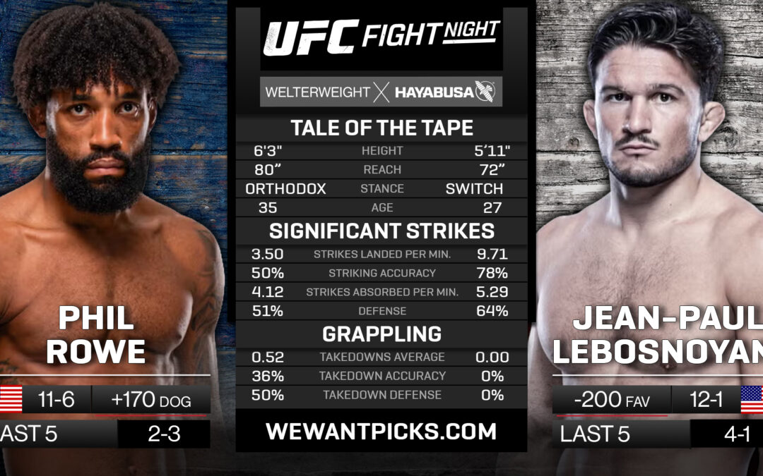 Phil Rowe vs. Jean-Paul Lebosnoyani Pick, Prediction and Bets
