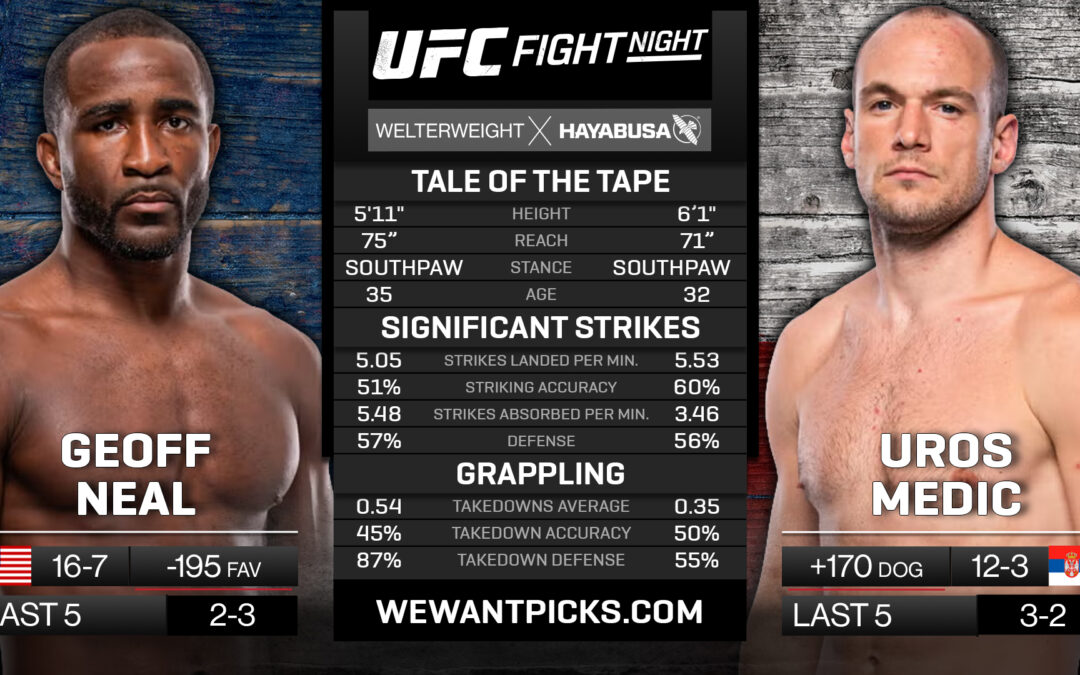 Geoff Neal vs. Uros Medic Pick, Prediction and Bets