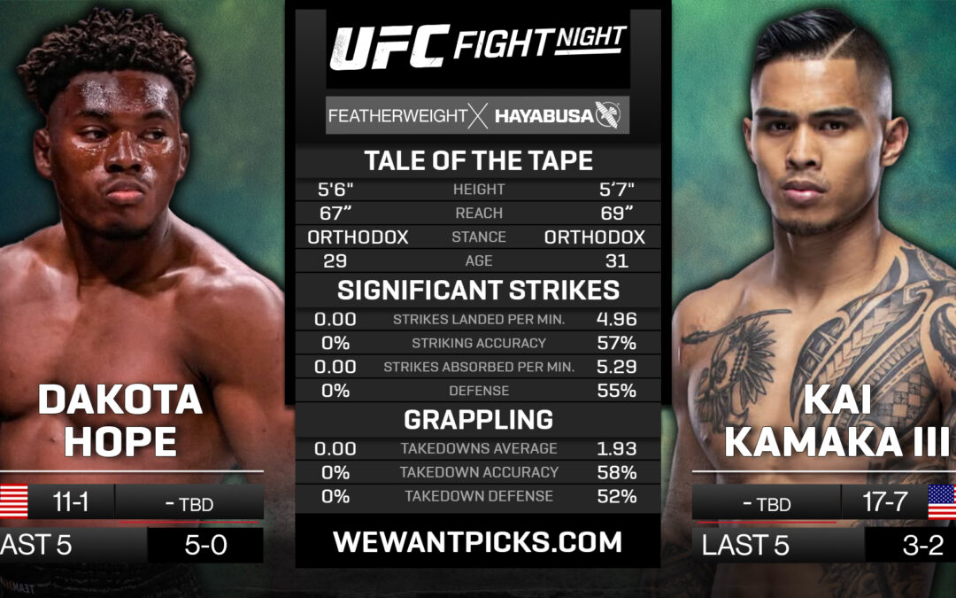 Dakota Hope vs. Kai Kamaka III Pick, Prediction and Bets