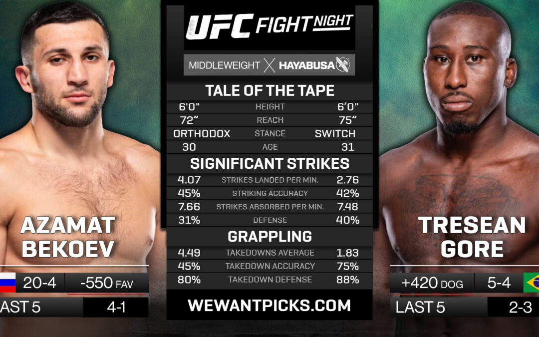 Azamat Bekoev vs. Tresean Gore Pick, Prediction and Bets