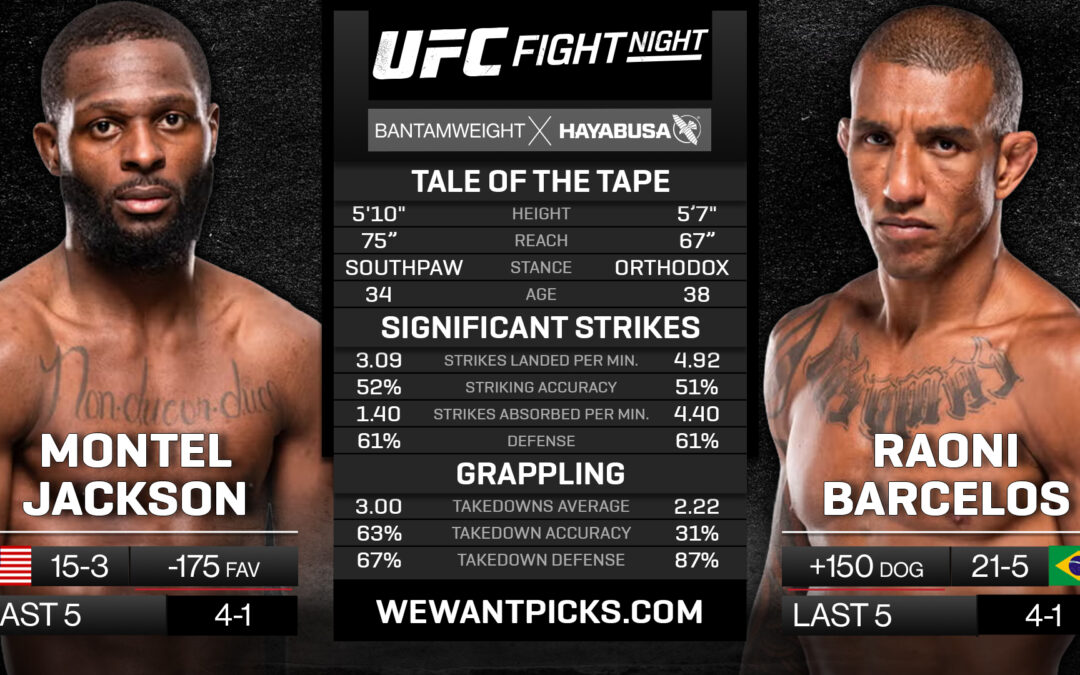 Montel Jackson vs. Raoni Barcelos Pick, Prediction and Bets