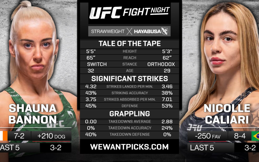 Shauna Bannon vs. Nicolle Caliari Pick, Prediction and Bets