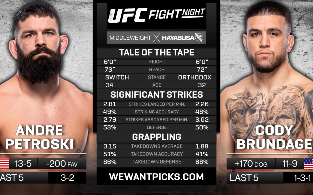 Andre Petroski vs. Cody Brundage Pick, Prediction and Bets