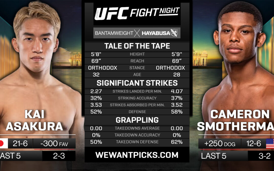 Kai Asakura vs. Cameron Smotherman Pick, Prediction and Bets