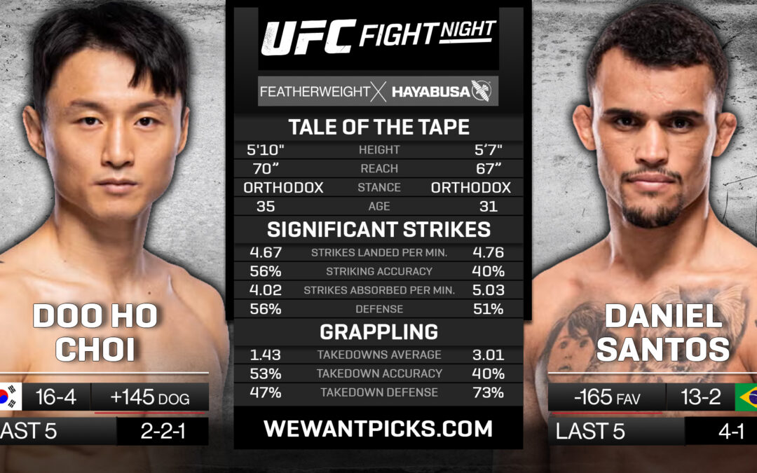 Doo Ho Choi vs. Daniel Santos Pick, Prediction and Bets