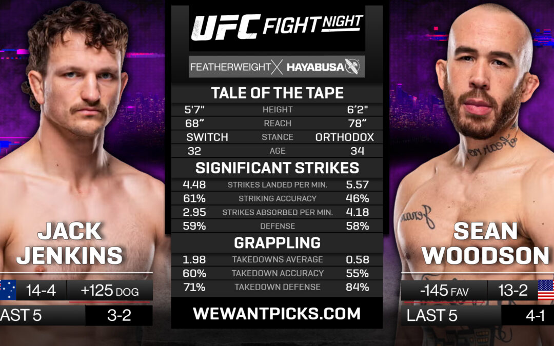 Jack Jenkins vs. Sean Woodson Pick, Prediction and Bets