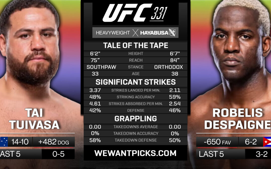 Tai Tuivasa vs. Robelis Despaigne Pick, Prediction and Bets