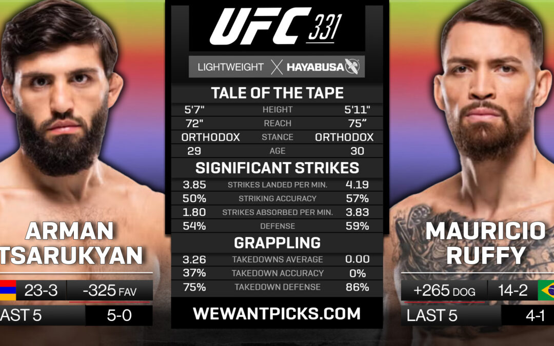 Arman Tsarukyan vs. Mauricio Ruffy Pick, Prediction and Bets