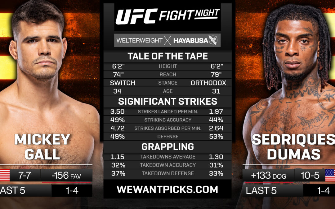 Mickey Gall vs. Sedriques Dumas Pick, Prediction and Bets