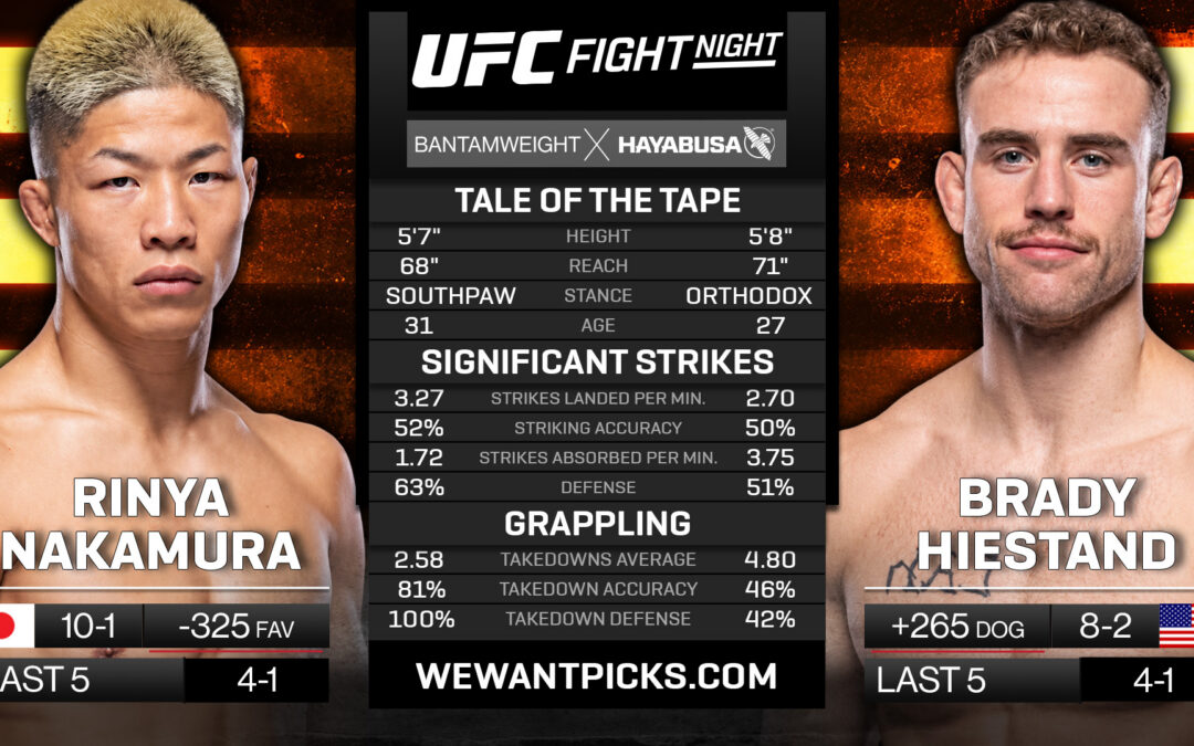 Rinya Nakamura vs. Brady Hiestand Pick, Prediction and Bets