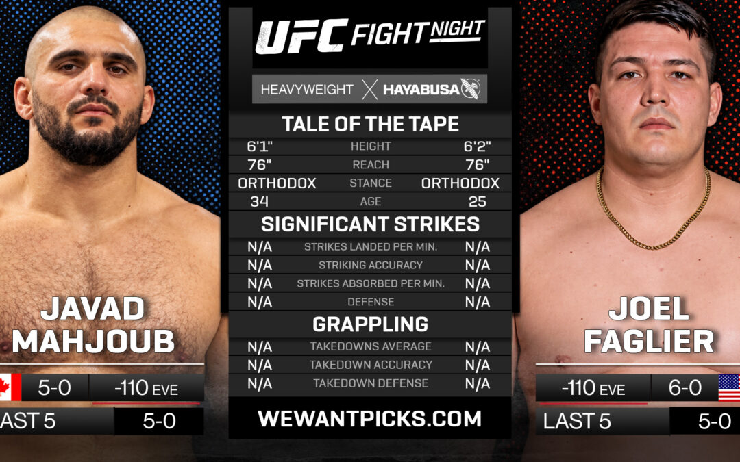 Javad Mahjoub vs. Joel Faglier Pick, Prediction and Bets